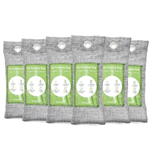 Vitscan 6 Pack Bamboo Charcoal Air Purifying Bag, Activated Charcoal Bags Odor Absorber, Moisture Absorber, Natural Car Air Freshener, Shoe Deodorizer, Odor Eliminators For Home, Pet, Closet
