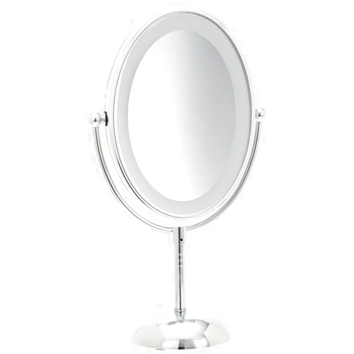 Conair Lighted Makeup Mirror, LED Vanity Mirror, 1X/7X Magnifying Mirror, Double Sided, Battery Operated in Polished Chrome