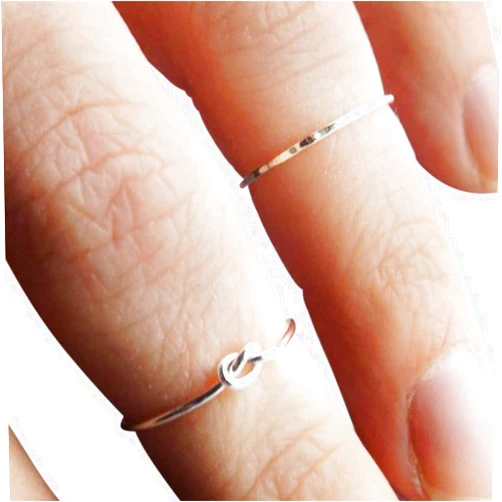 Full Moon Jewellery Silver Knot Knuckle Ring Set, Knot Ring, Stacking Rings, above knuckle, Knuckle Rings, Toe Rings, Rings, Yellow Goldfilled Knuckle Ring