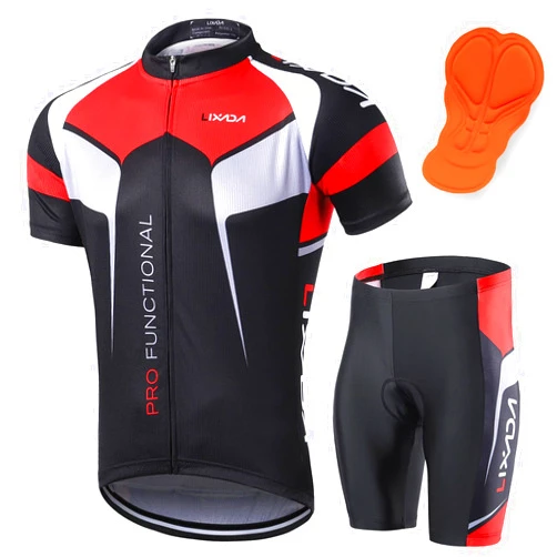 LIXADA Men's Cycling Jersey Short Sleeve with Padded Shorts Quick-Dry Summer Short Bike Clothing Bicycle Shirts Pants Set