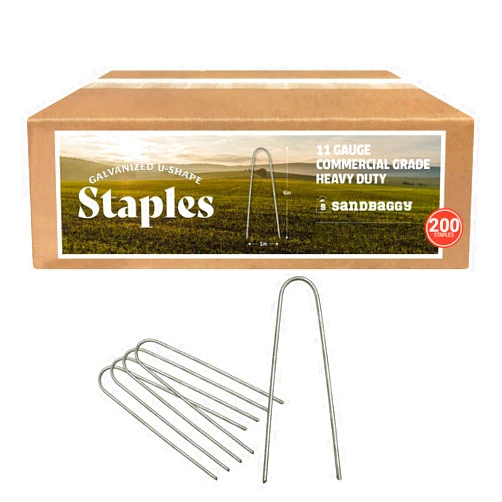 Sandbaggy Galvanized 6 Inch Landscape Staples | Industrial Grade Garden Stakes | Designed for Drip Irrigation Tubing & PVC Piping Up to 1