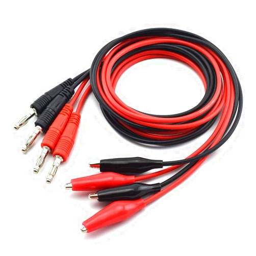 SDTC Tech Banana Plug to Alligator Clip Test Leads 1m Length Crocodile Clip Wire Cable Set (2 Red + 2 Black)