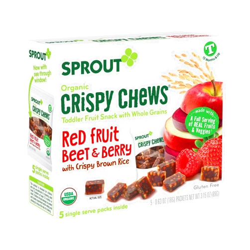 Sprout Organic Baby Food Toddler Snacks Crispy Chews, Red Fruit Beet & Berry, 5 Count Box of 0.63 Ounce Single Serve Packets (Pack of 4) Red Fruit Beet & Berry 0.63 Ounce (Pack of 20)