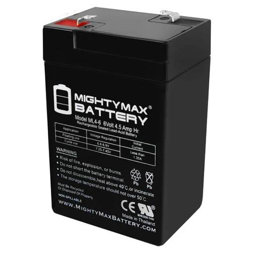 Mighty Max Battery ML4-6 - 6 Volt 4.5 AH, F1 Terminal, Rechargeable SLA AGM Battery