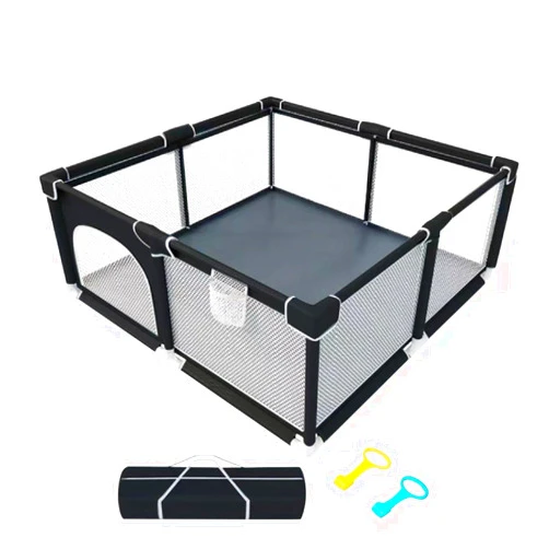TOMBOSS 50x50 Baby Playpen, Portable Play Yard for Toddlers 1-3, Breathable Mesh Playard, Indoor & Outdoor Play Fence with Pull Rings, Sturdy Activity Pen