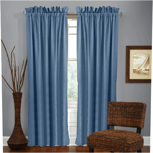 Veratex The Madison Window Collection Made in The U.S.A. 100% Linen Living Room Rod Pocket Window Panel Curtain, Indigo, 63