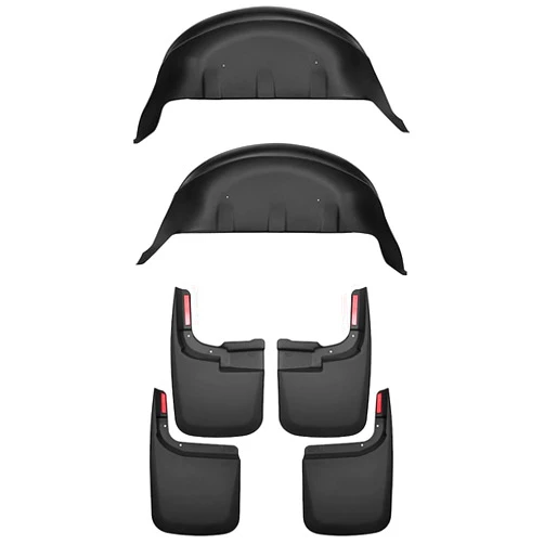 Husky Liners — Front & Rear Mud Guards & Rear Wheel Well Guards | Fits 2017-2023 Ford F-250, F-350 w/Single Rear Wheels & w/o OEM Fender Flares, Black, 6 pcs. | 79131 & 58466