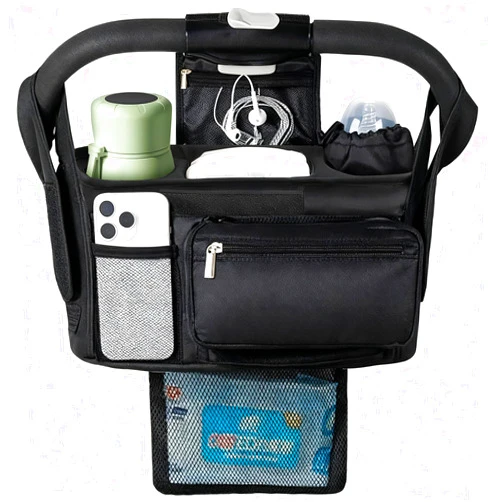 Eutopic Universal Stroller Organizer with Insulated Cup Holder Detachable Phone Bag & Shoulder Strap, Bag Caddy Fits for Stroller like Uppababy, Baby Jogger, Britax, BOB, Umbrella & Pet Stroller
