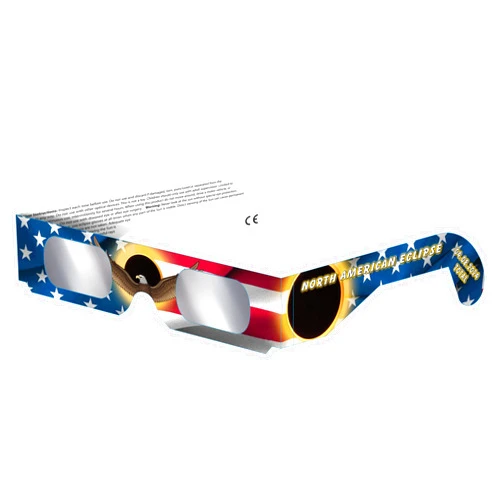 The Eclipser ISO & CE Certified Solar Eclipse Glasses for Direct Sun Viewing - Solar Viewing Glasses for April Eclipse - Patriotic Eagle Design - Made in USA by American Paper Optics (5 Pack)