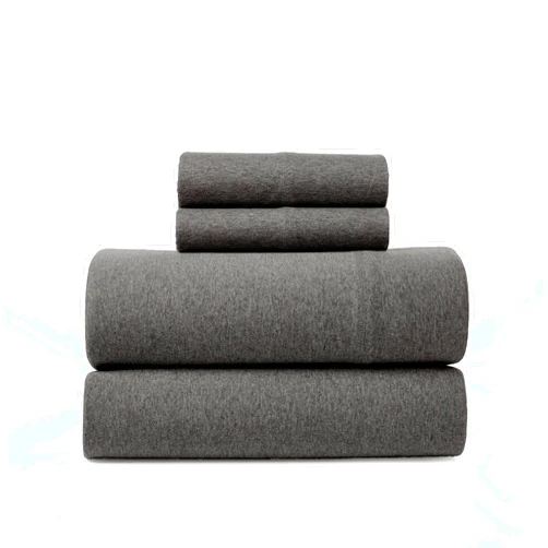BED INC Road Trip America Jersey Knit Sheet Set - 4 Pieces Queen Cotton Sheets Set - Soft Cozy Stretchy Knit Bed Linen (Dark Grey, Queen)