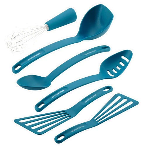 Rachael Ray Gadgets Utensil Kitchen Cooking Tools Set, 6 Piece, Marine Blue