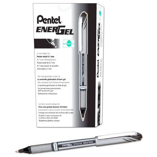 Pentel® EnerGel™ NV Liquid Gel Pens, Medium Point, 0.7 mm, 54% Recycled, Black Ink, Pack Of 12 Pens
