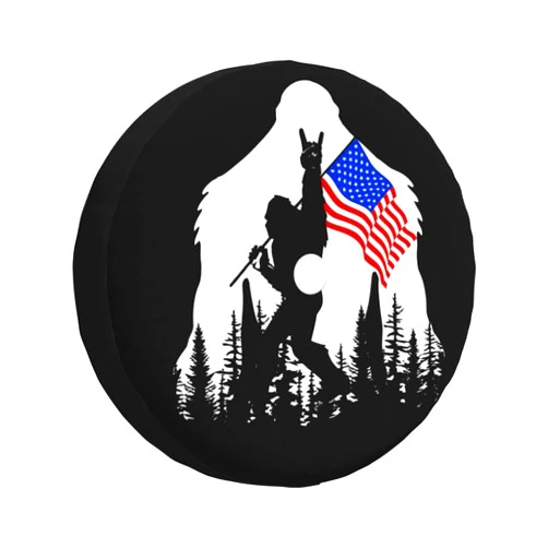 IUSCUST American Flag Camping Spare Tire Cover with Backup Camera Hole Leather Wheel Covers for Wrangler JL (17