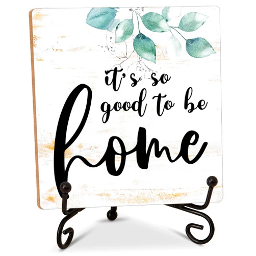 Valucise Home Sweet Wood Sign, It's So Good To Be Home Decor Gifts, 5x5IN Wooden Sign Comes With Iron Stand, Perfect For Farmhouse Home Kitchen Living Bedroom Office, Set Of 1-A(04)