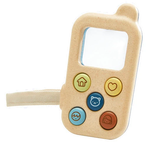 PlanToys® My First Phone Wooden Pretend Play Toy for Kids Ages 3+ | Montessori Role Play Activity for Communication & Imaginative Learning | Eco-Friendly Wooden Educational Set