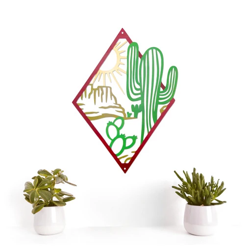 Ecqizer Cactus Metal Wall Decor Southwestern Decor Natural Themed Metal Wall Decor Plant Modern Wall Art Metal Wall Decor for Office Living Room Bathroom Bedroom Housewarming Decor