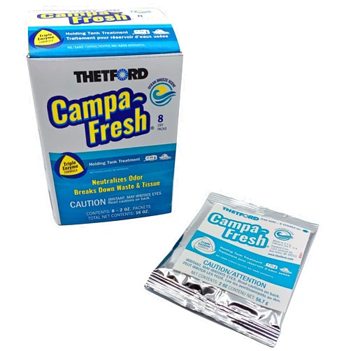 Thetford Campa-Fresh Ocean Breeze Scent RV Holding Tank Treatment, Formaldehyde Free, Waste Digester, Septic Tank Safe, 8 Pack Dripack (96702)