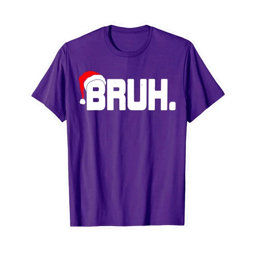 Bruh Funny Christmas Pajamas PJ Gifts Xmas Tees Bruh Meme Funny Christmas Holiday Teens Men Gifts Santa Hat T-Shirt