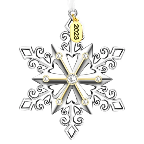 FIHOO Christmas Tree Ornaments – 2023 Snowflake Hanging Pendant of Car Charm Holiday Decorative Keepsake Gift Home Decor (1 Pieces-B)