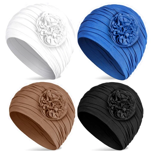 JenPen 4 Pcs Cotton Beanie Turban Headwear for Women Soft Cancer Chemo Head Scarf Hats Elastic Covers Wraps for Women's Hair