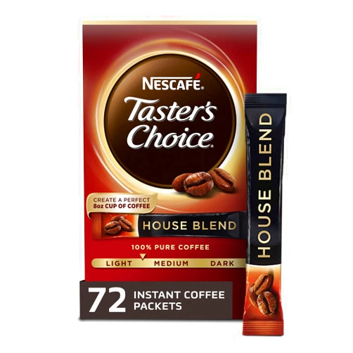 Taster's Choice NESCAFE Taster's Choice, House Blend Light Medium Roast Instant Coffee, 12 boxes (72 packets)