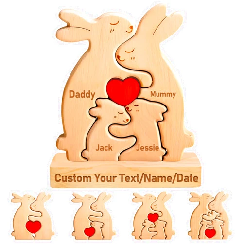 YSDZDM Personalized Wooden Bear Puzzle Custom Mama Bear Puzzle with 2-7 Names for Home Decor Personalized Gifts for Mother's Day Father's Day Birthday Christmas House Warming (Style-E)