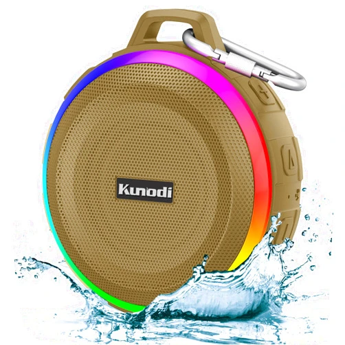 Kunodi Bluetooth Shower Speaker with IPX7 Waterproof, Dynamic Lights, Crisp Clear Sound, True Wireless Stereo, Clip Portable for Pool Beach Boat Kayak Float Golf