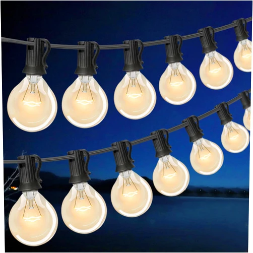 NICONIK 100FT G40 Outdoor String Lights with 100 Glass Edison Bulbs (4 Spare), 4W E12 Base Warm Yellow Globe Patio Lights, Waterproof Hanging Incandescent for Backyard Porch Balcony Party Indoor Décor