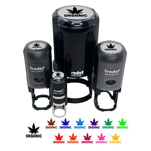 Sniggle Sloth Organic Marijuana Leaf Pot Weed Hemp Self-Inking Rubber Stamp for Stamping Ink Stamper Crafting Planners - 1/2 Inch Mini - Sky Blue Ink