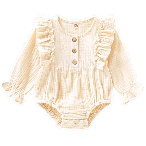 Saeaby Newborn Girl Clothes Baby Girl Romper Fall Winter Outfit Ruffle Long Sleeve Jumpsuit One Pieces Romper Bodysuit