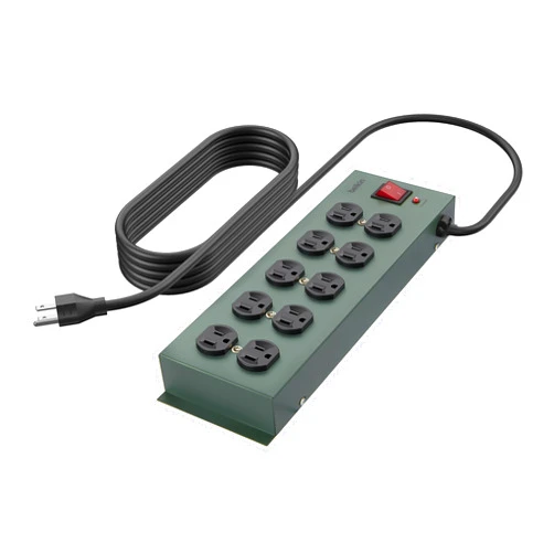 Belkin Power Strip Surge Protector - 10 AC Outlets, 15ft Heavy Duty Metal Extension Cord with Wall Mount Holes for Home, Office, Travel, Computer Desktop, Laptop & Phone Charging Brick
