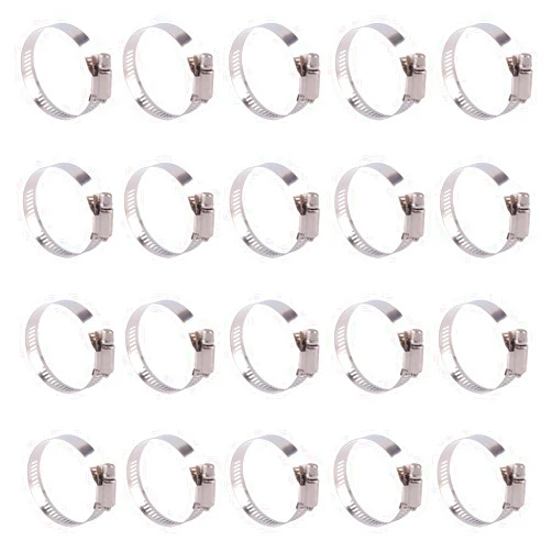DERNORD 20 Pack Hose Clamps 304 Stainless Steel Adjustable Pipe Tube Clamps, Worm Gear Hose Clamps for Plumbing, Automotive And Mechanical Applications (33-57mm)