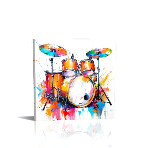 PLIDAAYO Music Drum Wall Art Colorful Graffiti Canvas Prints Music Poster Modern Musical Instrument Picture Graffiti Drum Set Painting for Musician Music Room Studio Kids Bedroom Decor(Cri-02,12