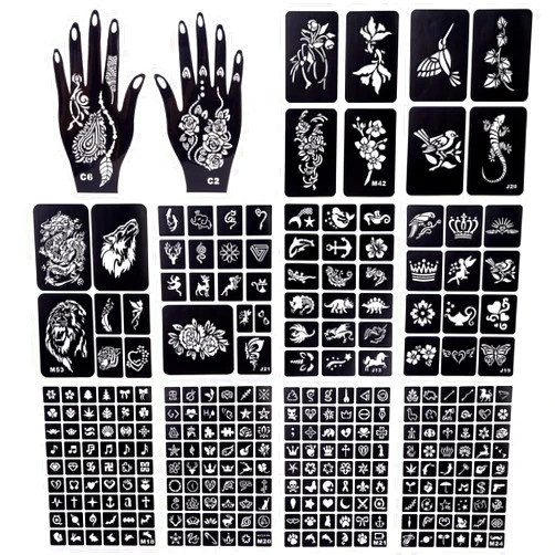 Koogel 281PCS Semi Permanent Tattoo, 12 Sheets Henna Women Tattoo Stencil Temporary Tattoo Stickers for Face Paint Body Art