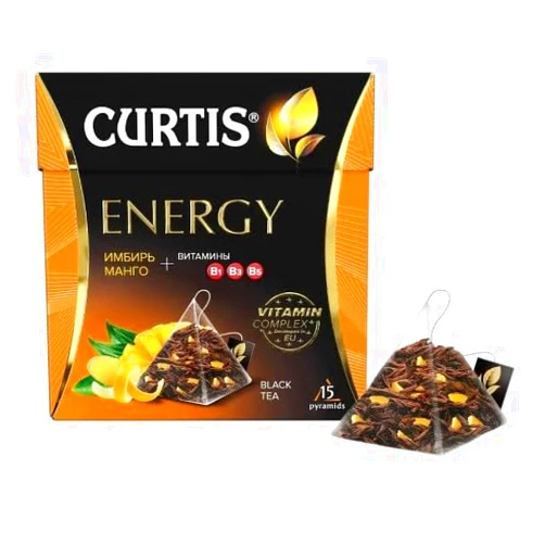 Generic Curtis Energy Black Ceylon with Ginger and Mango - Classic Collection Black Tea Finely Selected 15 Pyramid Chamber Teabags With Tag