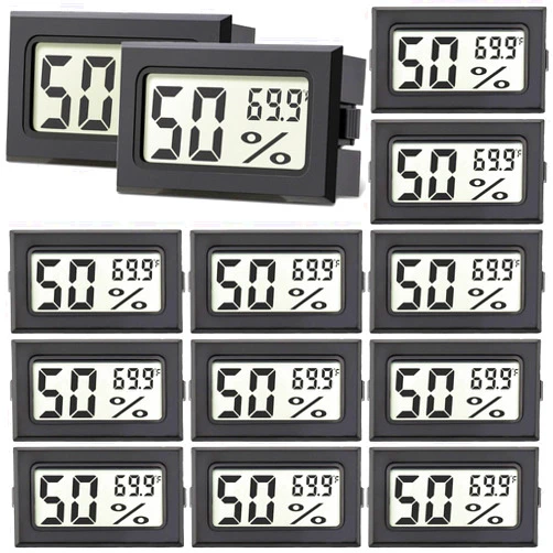 RAIBEATTY Mini Digital Thermometer Hygrometer,12 Pack Mini Hygrometer Thermometer,Temperature Humidity Gauge Meter,Hygrometer Indoor Humidity Monitor with Fahrenheit (℉) for Humidors Greenhouse Garden