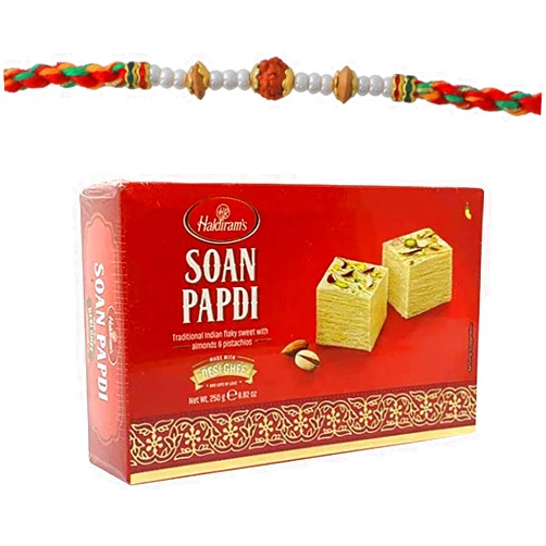 Generic Haldiram's Soan Papdi with Rakhi Combo A2 | Rakhi for Brother with Sweet - 250g