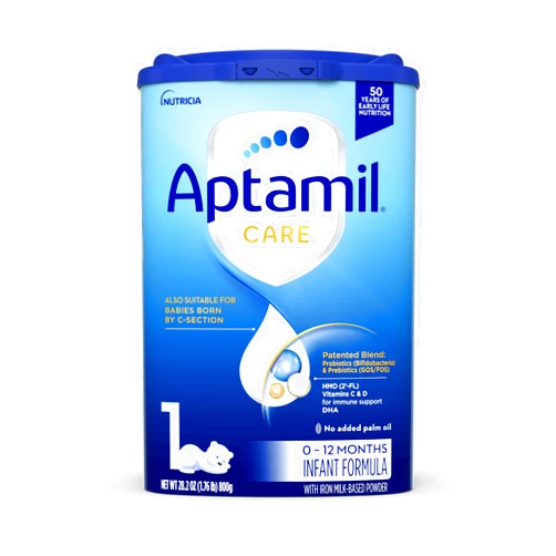 Aptamil Care Stage 1, Milk Based Powder Infant Formula, Also for C-Section Born Babies, with DHA & ARA, Omega 3 & 6, Prebiotics, Contains No Palm Oil, 28.2 Ounces