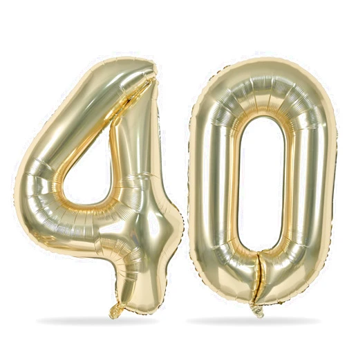 Lingqiang Champagne Gold Number 40 Birthday Balloons, 40 Inch Large Light Gold Foil Number 4 and 0 Balloons for Women, 40th Birthday Balloons for 40 Year Old Birthday Anniversary Party Decorations Supplies