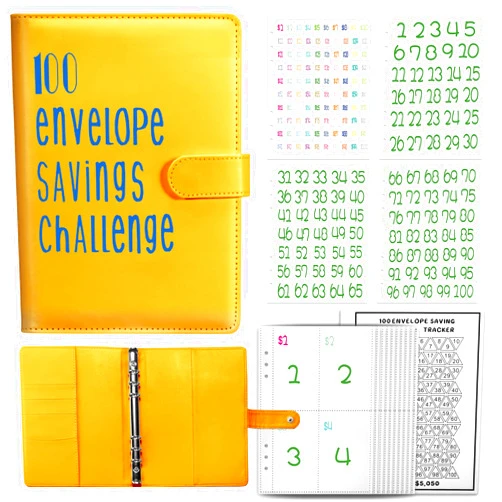 LogFaadCoi Join the 52-Week 100 Envelope Savings Challenge | Fun Path to Save $5,050 in One Year with Our Budget Binder | Money Organizer for Cash Made Easy with Our Colorful Binders (AMZ yellow)