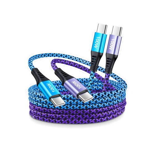 AILKIN 100W USB C Charger Cable, [2-Pack/6ft] PD 5A Super Fast Charging Type-C to Type-C Braided USB C to C Cord for Samsung Galaxy S23 S22 S21 Note20 Google Pixel 7 6 MacBook Pro 2021 iPad Pro Air