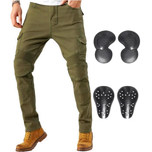 CTBQiTom Motorcycle Pants for Men Motocross Riding Pants Motorbike Riding Denim Jeans Adventure Trousers with CE Armor