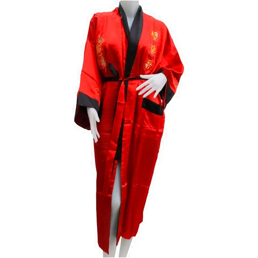 Mr. Thai, Eastern Collection Two Sided Chinese Red Silk Dragon Robe