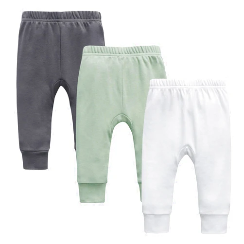 O2 BABY Organic Cotton Unisex Baby Pull-on Jogger Pants, Toddler Leggings, 3-Pack Crawling Pants 0-24 Months