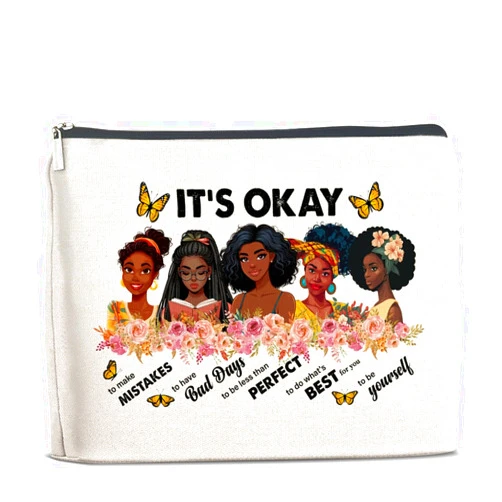 UPNEGE Inspirational Black Women Gifts Makeup Bag, Motivational Gifts for Black Women Girl African American, Zipper Makeup Pouch