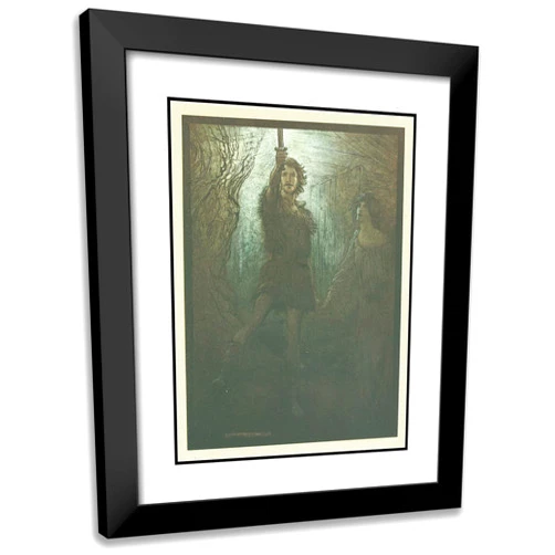 ArtDirect Arthur Rackham 15x18 Black Modern Frame and Double Matted Museum Art Print Titled - ‘Siegmund the Walsung, Thou Dost See! as Bride-Gift He Brings Thee This Sword’ (1910)