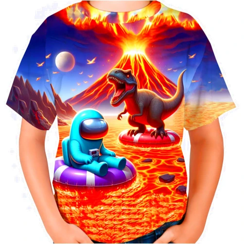 Everembrace Boys Girls 3D Graphic Lava Shirts for Kids