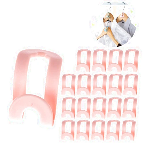 Chanwen Clothes Hanger Connector Hooks, Mini Cascading Hanger Hooks Huggable Hangers, Heavy Duty Space Saving for Closet 60 Pcs (Pink)