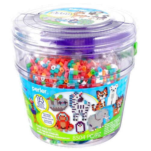Dimensions Perler 80-42993 Day at The Zoo Fused Bead Activity Bucket with Pegboards and Patterns, Multicolor, 8504 Pieces