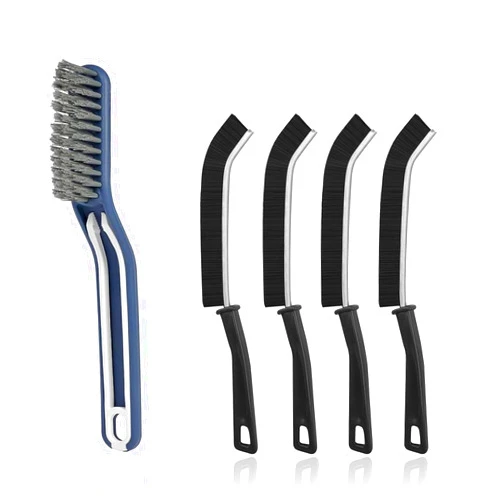 AKOFIC 6 Pack Gap Cleaning Brush, Hard Bristle Crevice Brush & 3 in 1 V-Shaped Grout Cleaner Brush, Corner Cleaning & Tile Scrub Brush, Multifunctional Crevice Cleaning Tool for Window Track Bathroom